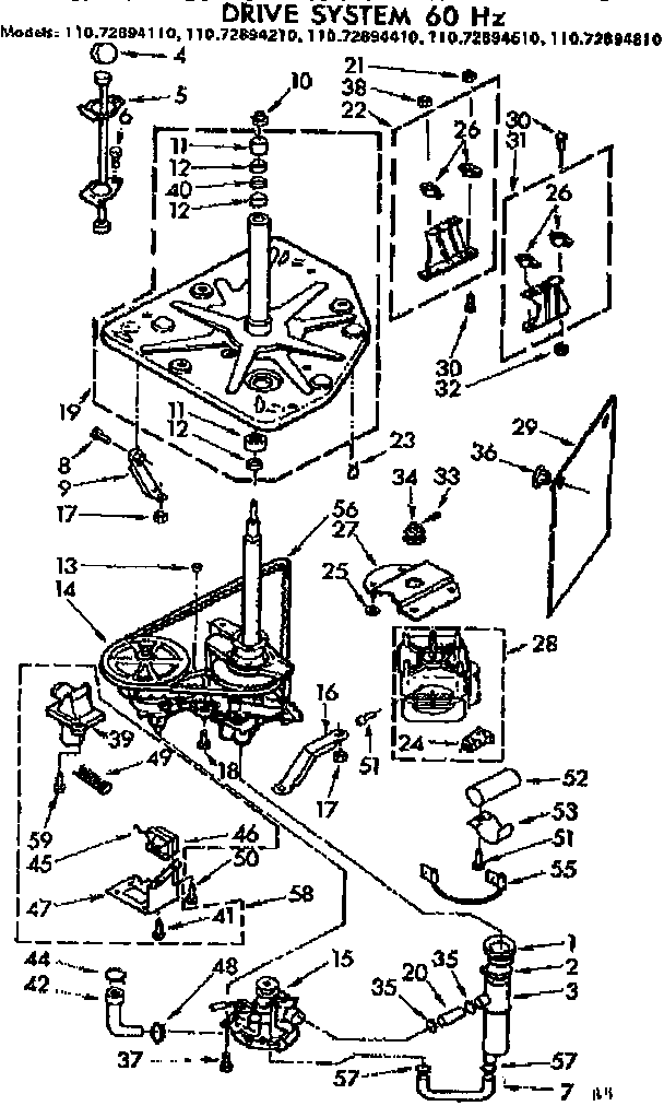 Kenmore 11072894210 drive system 60hz diagram