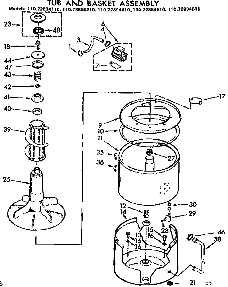 Kenmore 11072894210 tub and basket assembly diagram