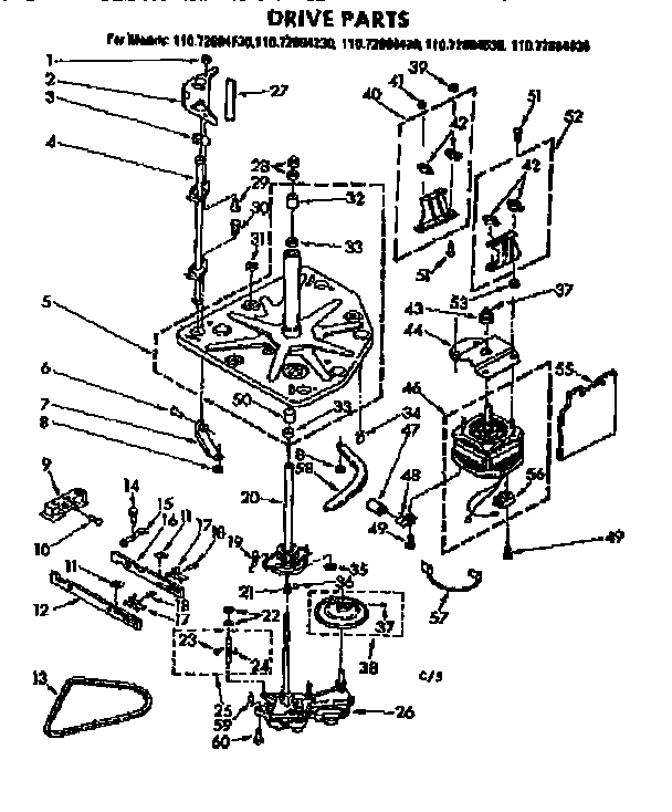 Kenmore 11072894230 drive parts diagram
