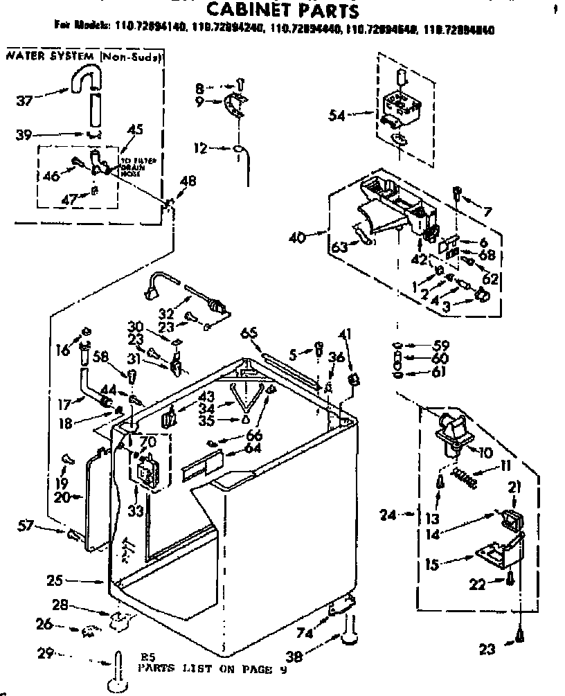 Kenmore 11072894240 cabinet parts diagram