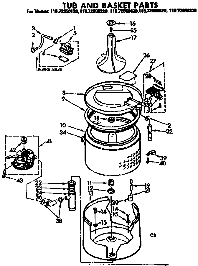 Kenmore 11072950120 tub and basket parts diagram