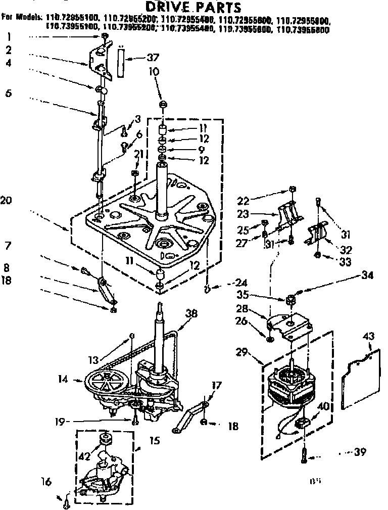 Kenmore 11073955200 drive parts diagram