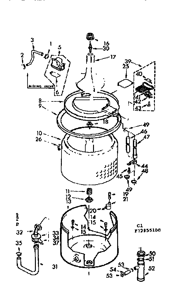 Kenmore 11073955200 tub and basket parts diagram