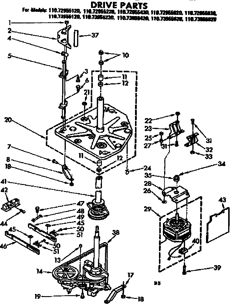 Kenmore 11073955420 drive parts diagram