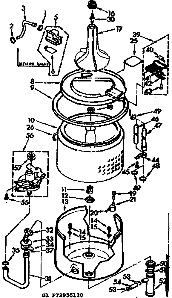Kenmore 11073955420 tub and basket parts diagram