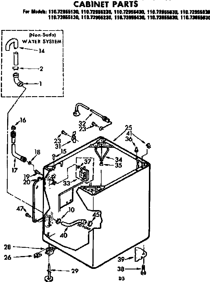 Kenmore 11072955230 cabinet parts diagram