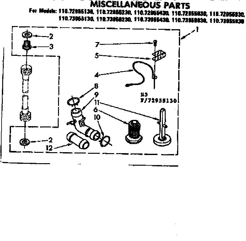 Kenmore 11072955230 miscellaneous parts diagram