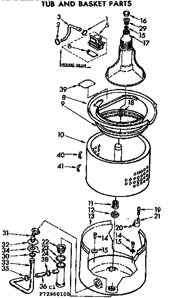 Kenmore 11072960600 tub and basket parts diagram