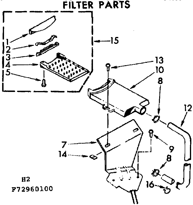 Kenmore 11072960600 filter parts diagram