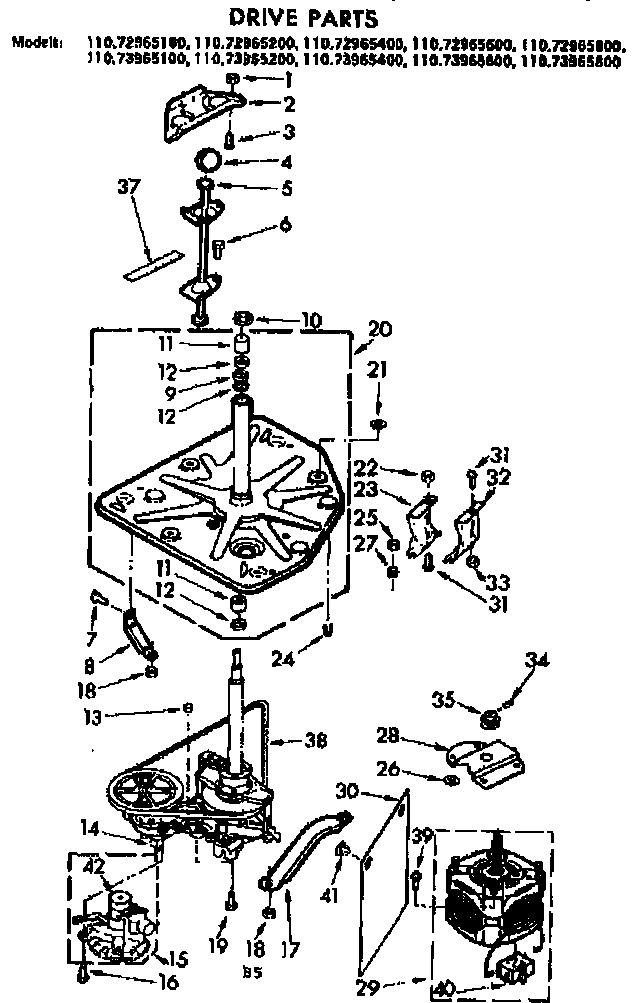 Kenmore 11073965800 drive parts diagram