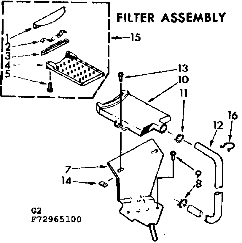 Kenmore 11073965800 filter assembly diagram