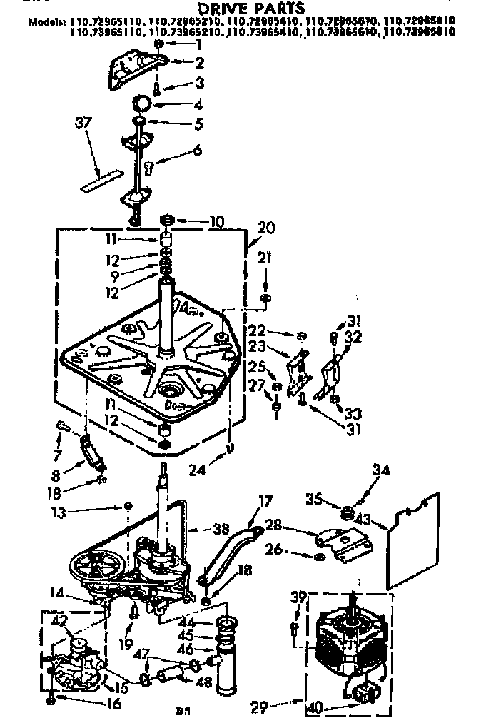 Kenmore 11072965610 drive parts diagram