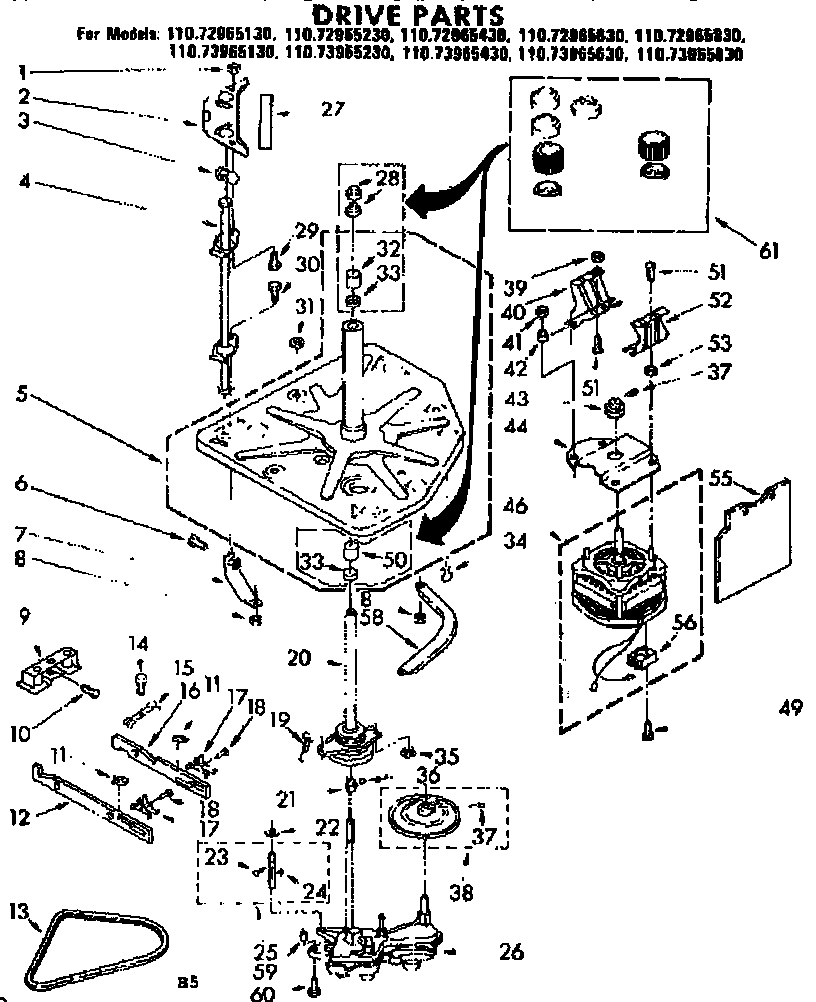 Kenmore 11072965230 drive parts diagram