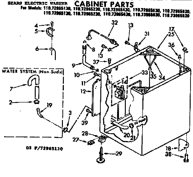 Kenmore 11072965230 cabinet parts diagram