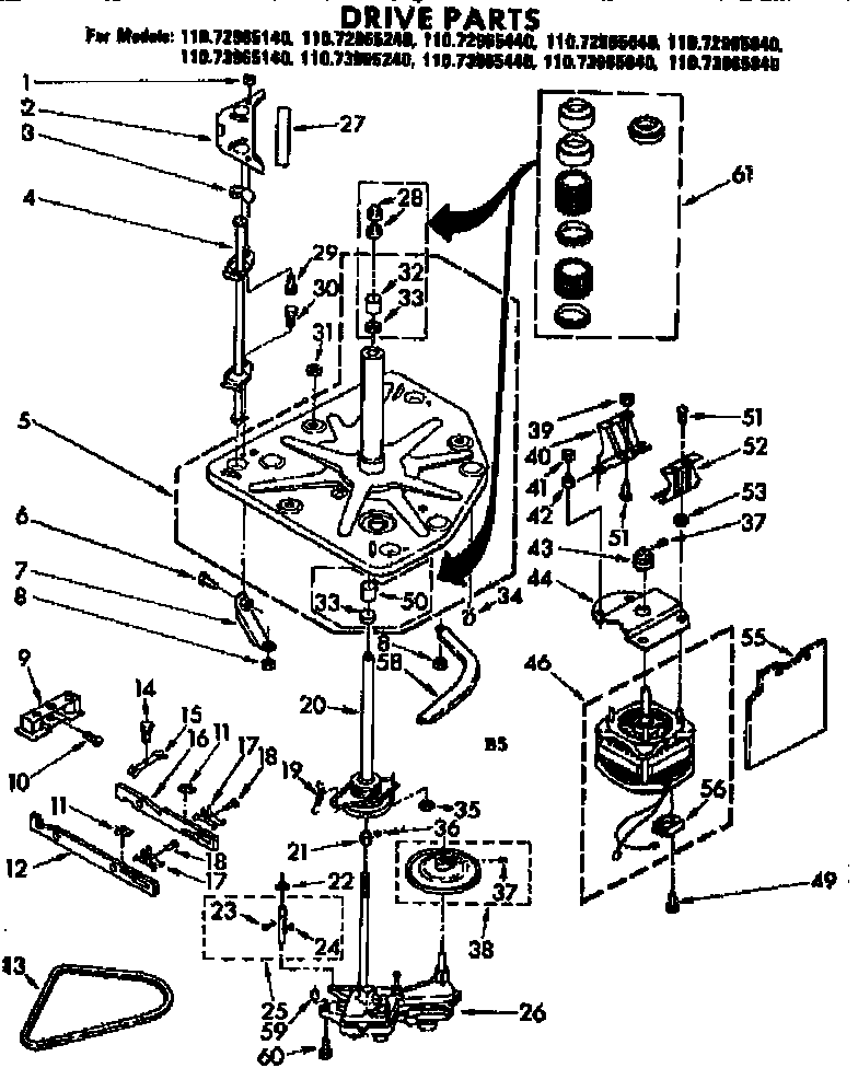 Kenmore 11072965840 drive parts diagram