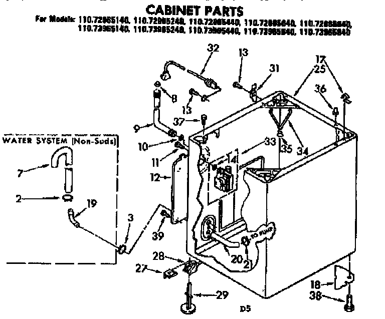 Kenmore 11072965840 cabinet parts diagram
