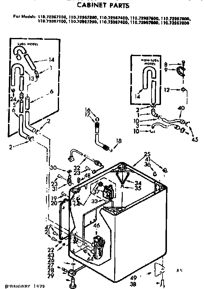 Kenmore 11073967800 cabinet parts diagram