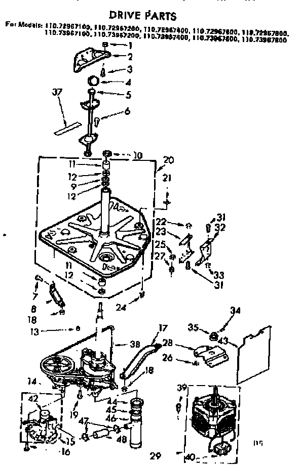 Kenmore 11073967800 drive parts diagram