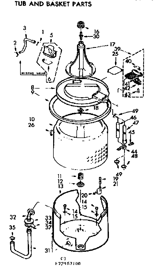 Kenmore 11073967800 tub and basket parts diagram