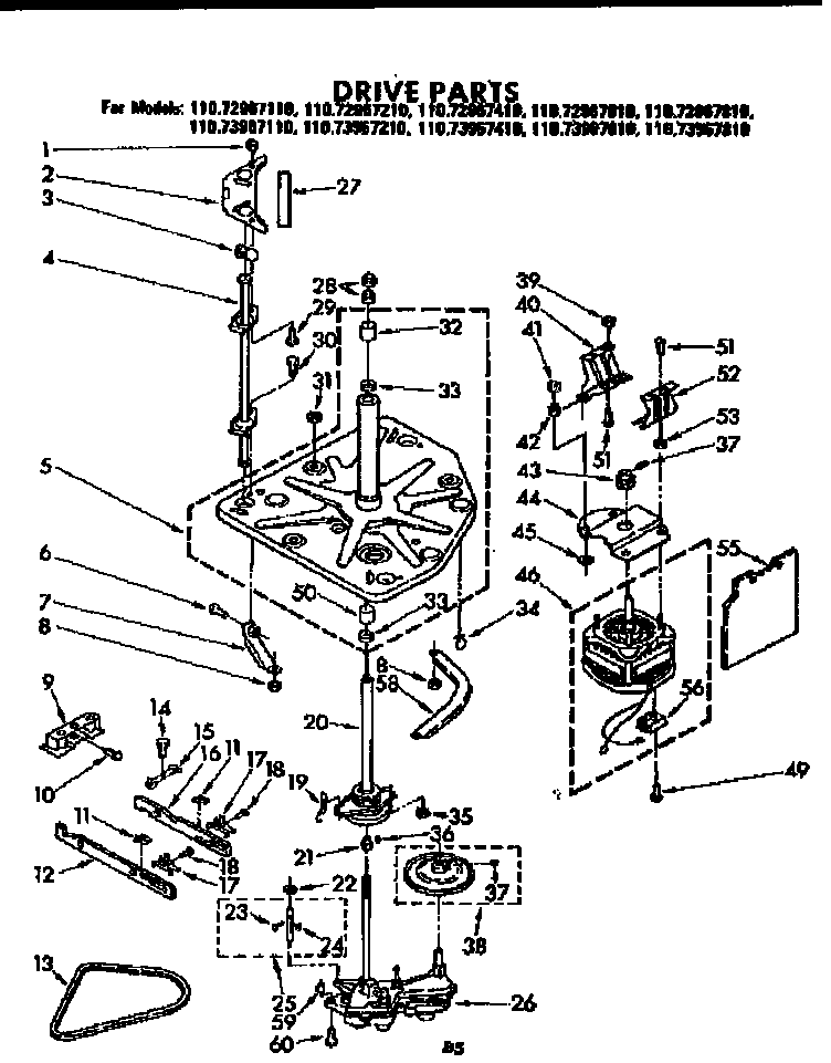 Kenmore 11072967610 drive parts diagram