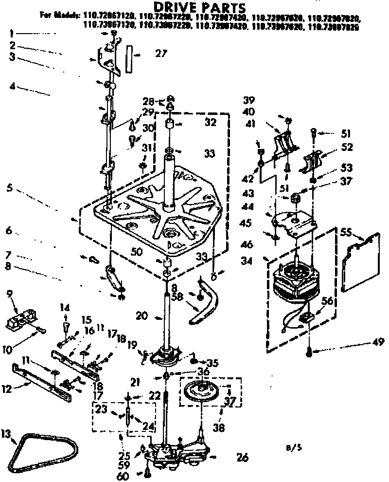 Kenmore 11072967120 drive parts diagram