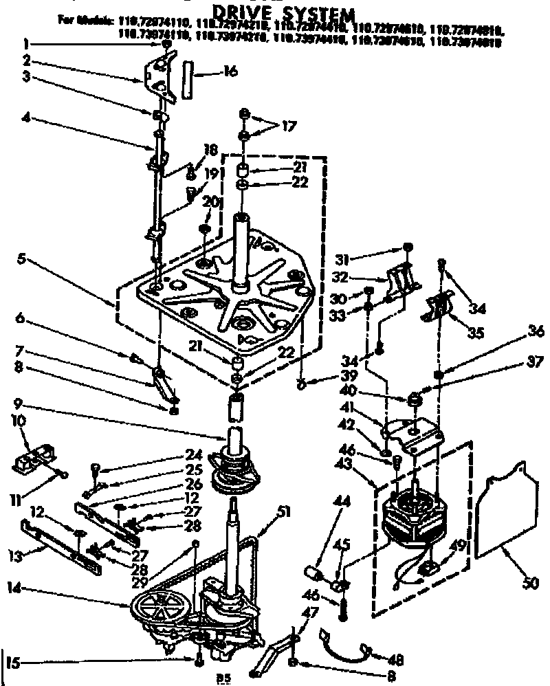 Kenmore 11072974110 drive system diagram