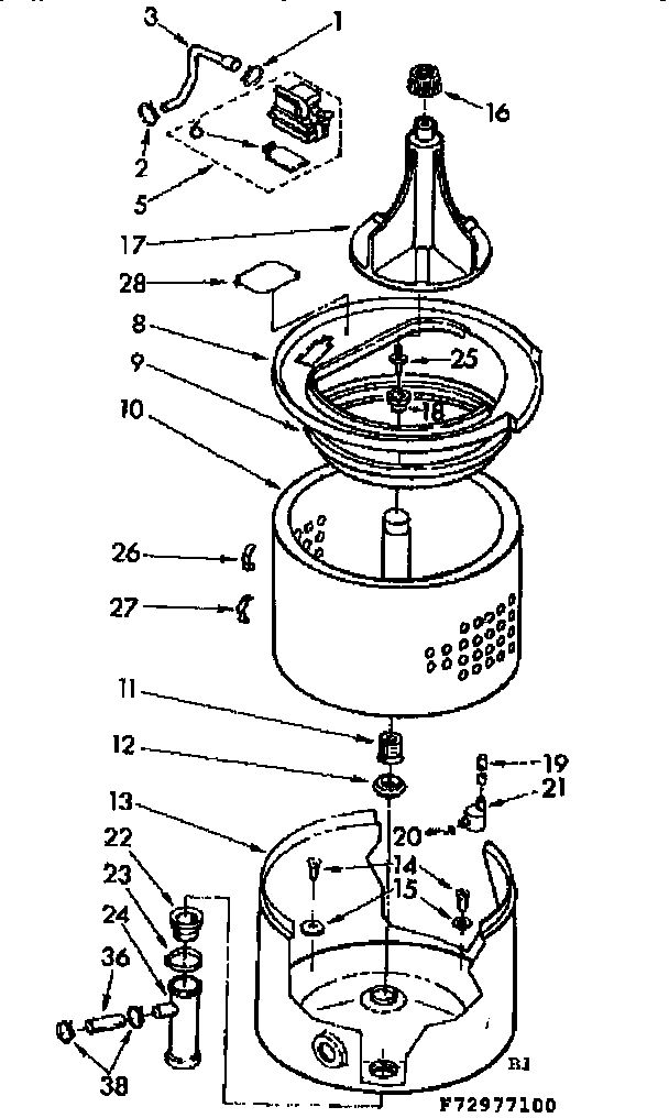 Kenmore 11072977600 tub and basket parts diagram