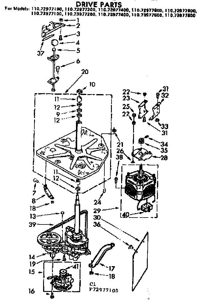 Kenmore 11072977600 drive parts diagram