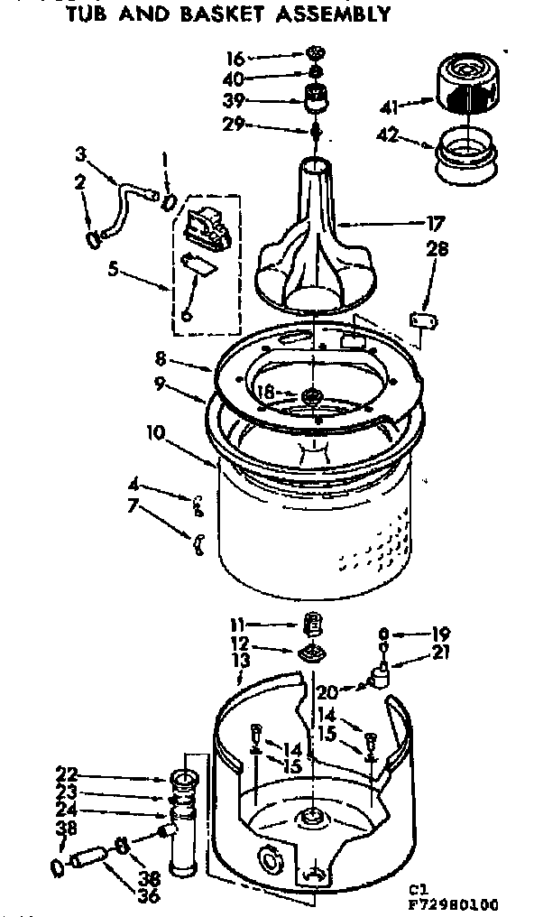 Kenmore 11073980400 tub and basket assembly diagram
