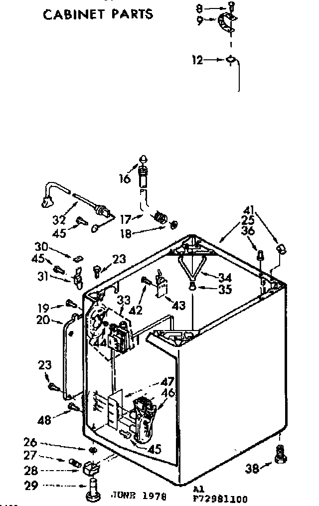 Kenmore 11073981400 cabinet parts diagram