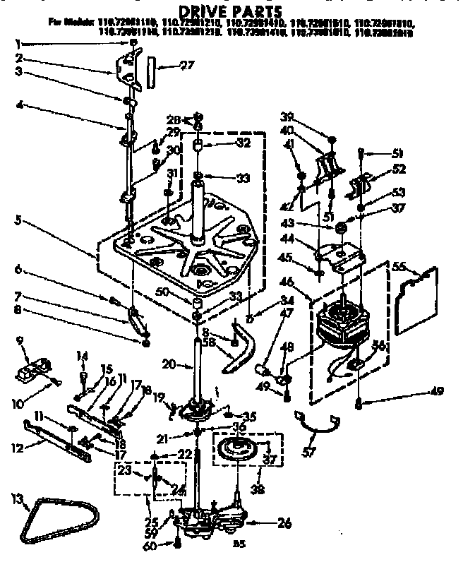 Kenmore 11073981810 drive parts diagram