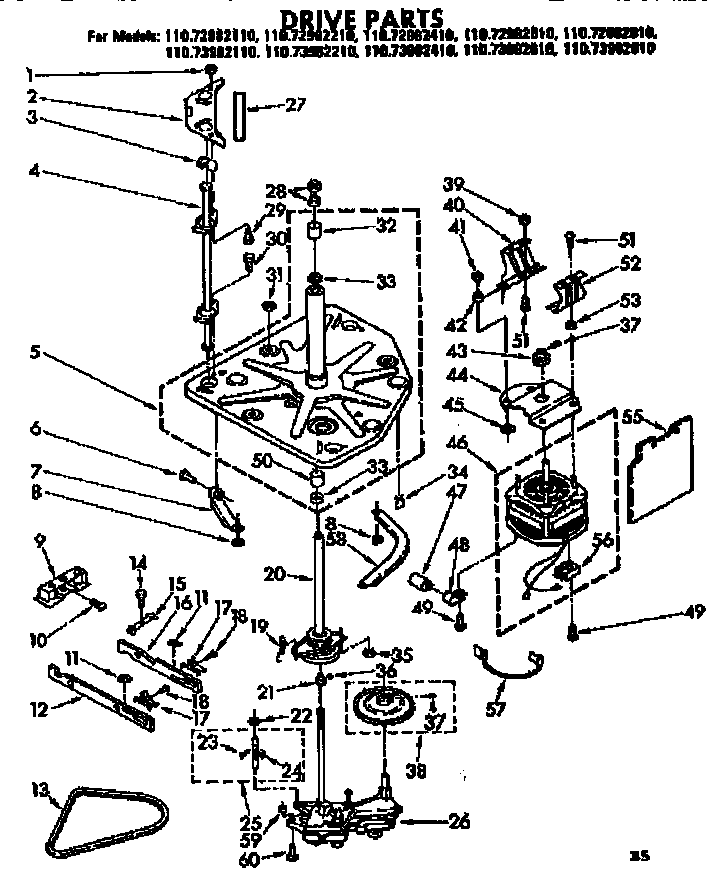 Kenmore 11072982110 drive parts diagram