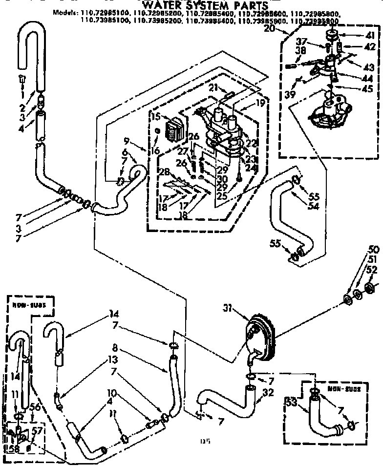 Kenmore 11072985600 water system parts diagram