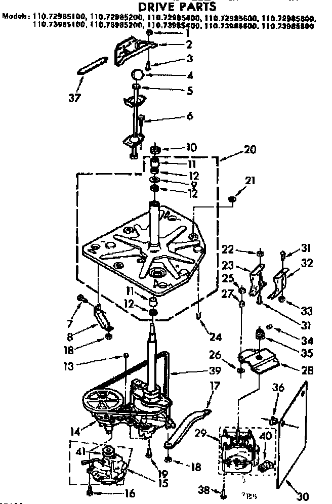 Kenmore 11072985600 drive parts diagram