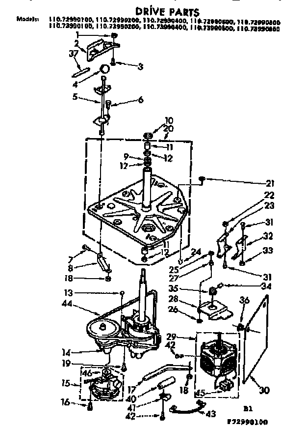 Kenmore 11073990400 drive parts diagram