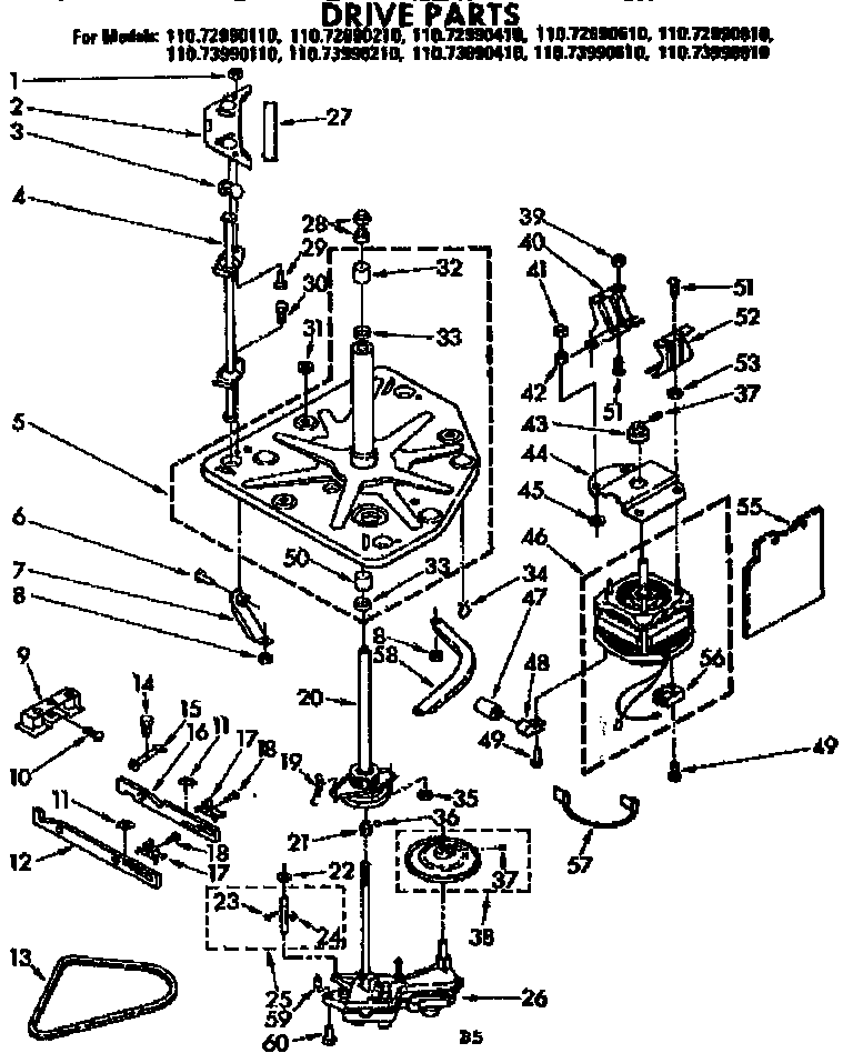 Kenmore 11073990610 drive parts diagram