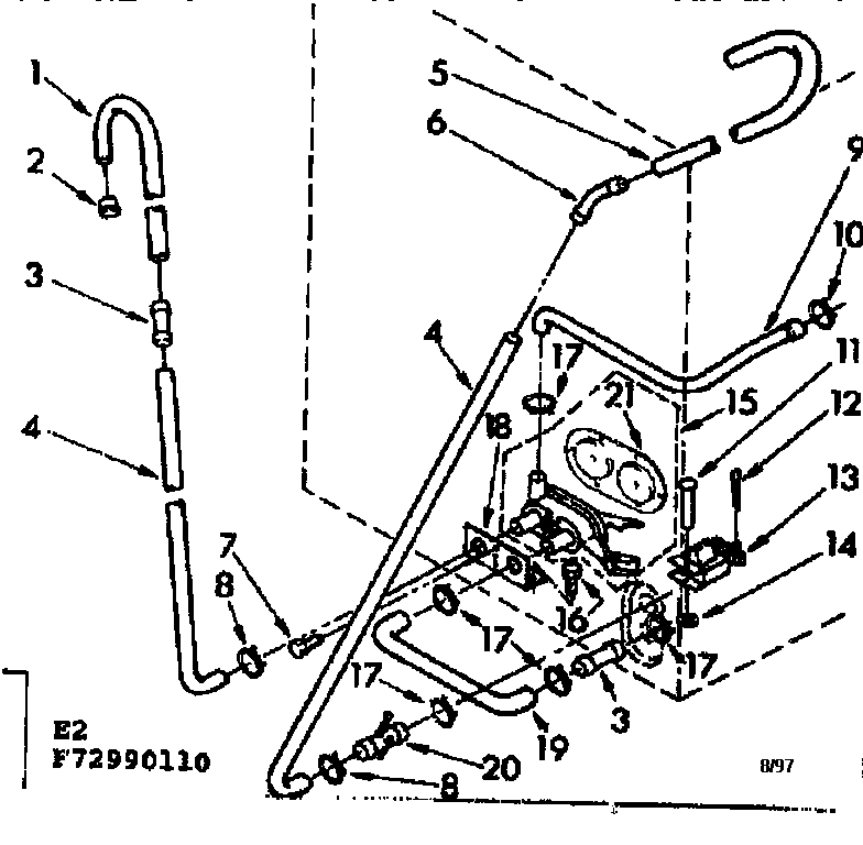 Kenmore 11073990610 water system suds only diagram