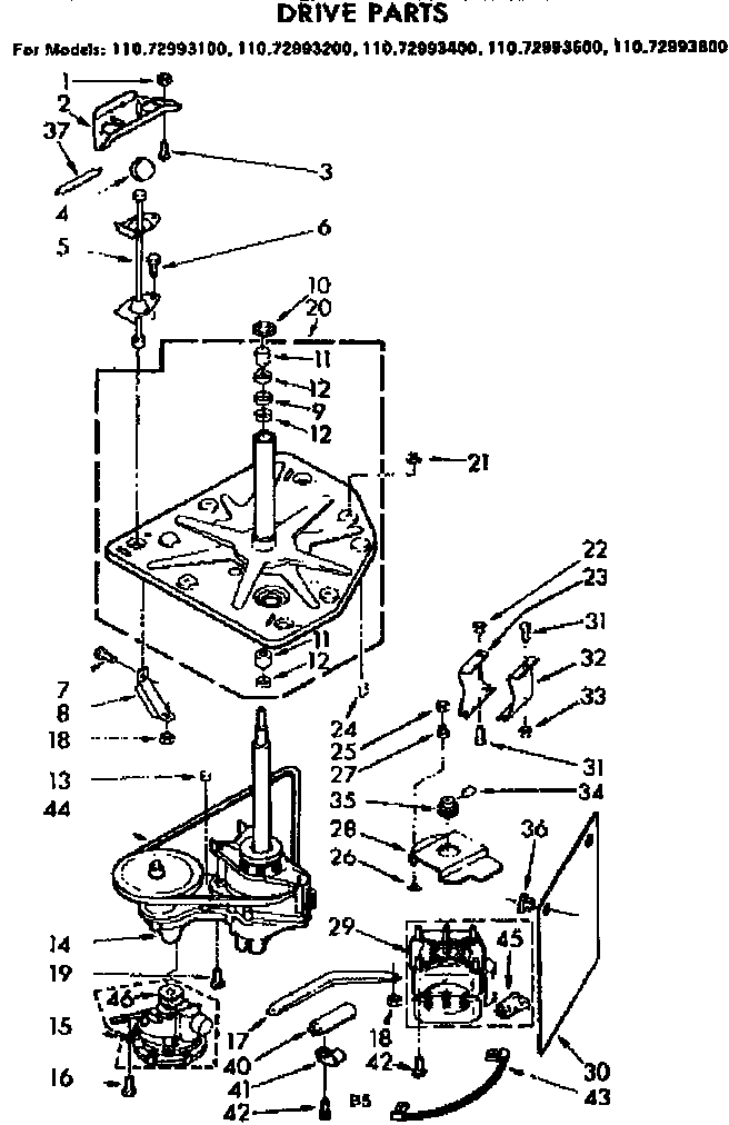 Kenmore 11072993600 drive parts diagram
