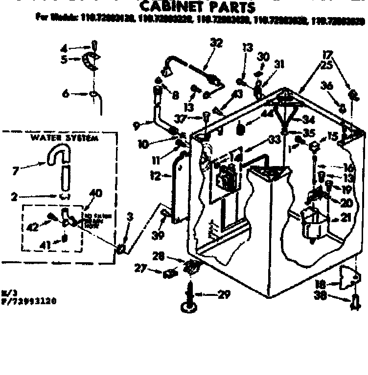 Kenmore 11072993620 cabinet parts diagram