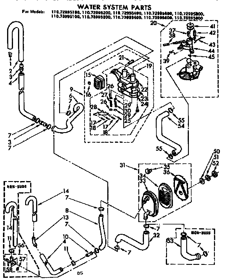 Kenmore 11072995800 water system parts diagram