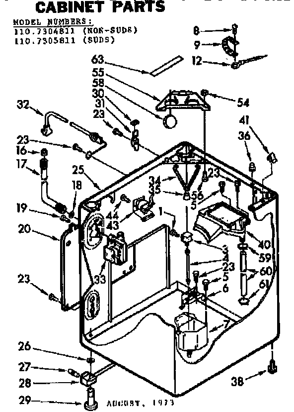 Kenmore 1107304811 cabinet parts diagram