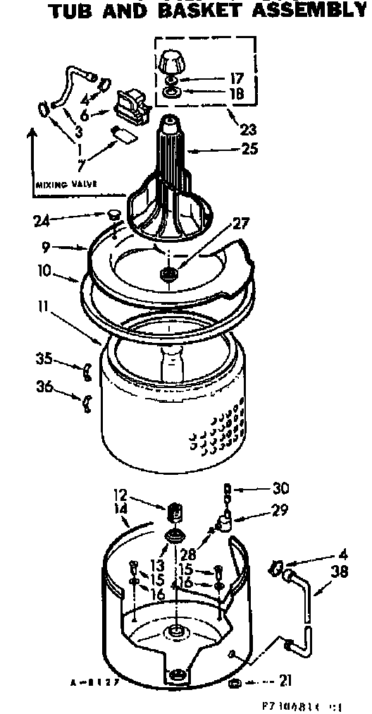 Kenmore 1107304811 tub and basket asm diagram
