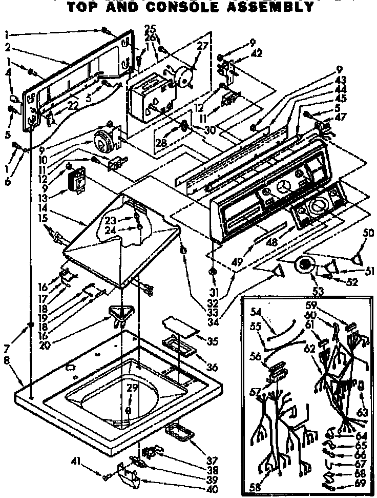 Kenmore 1107304811 top and console asm diagram