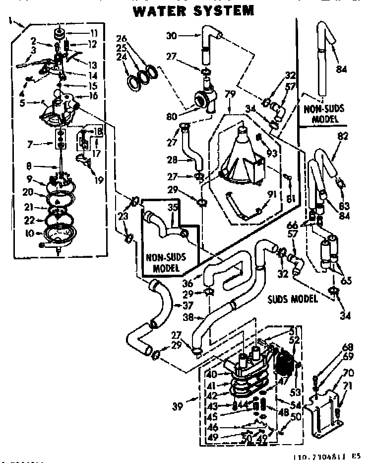 Kenmore 1107304811 water system diagram