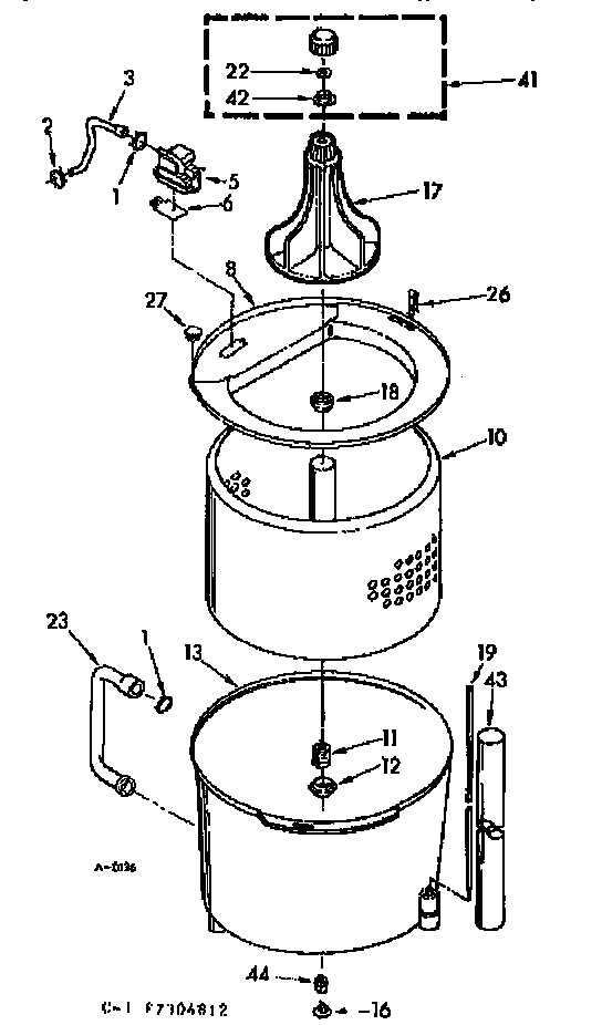 Kenmore 1107304812 tub and basket assembly diagram