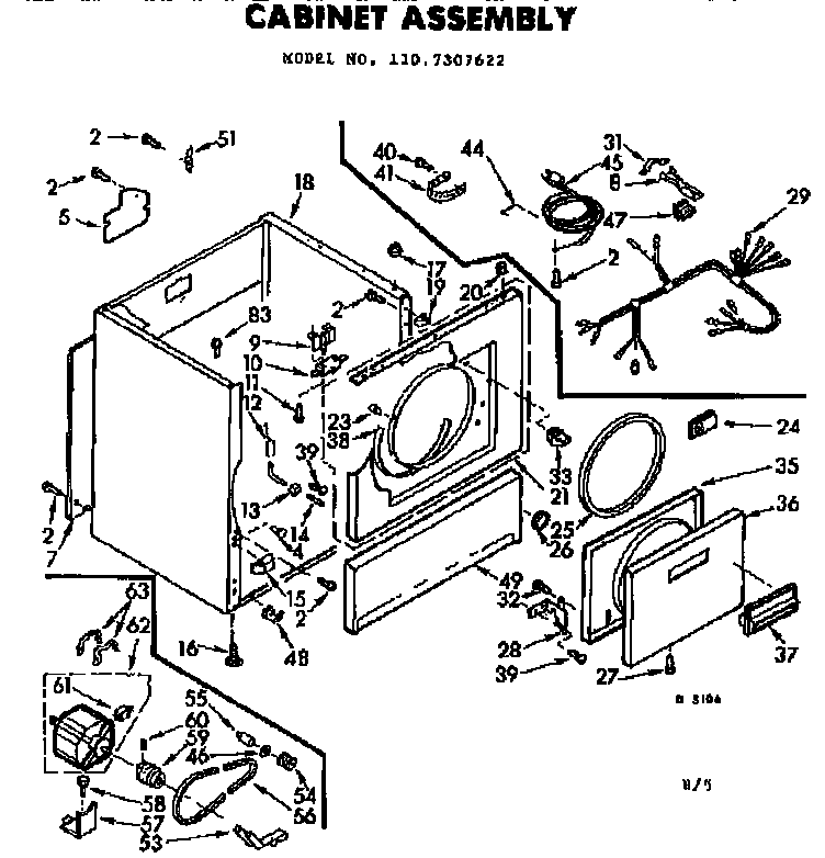 Kenmore 1107307622 cabinet assembly diagram