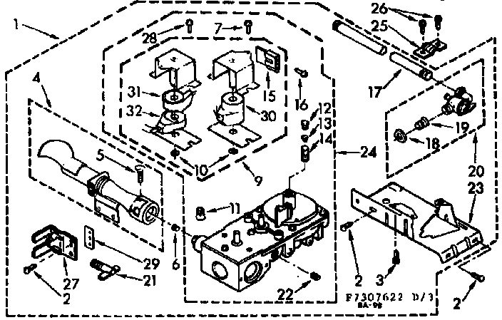 Kenmore 1107307622 burner assembly diagram