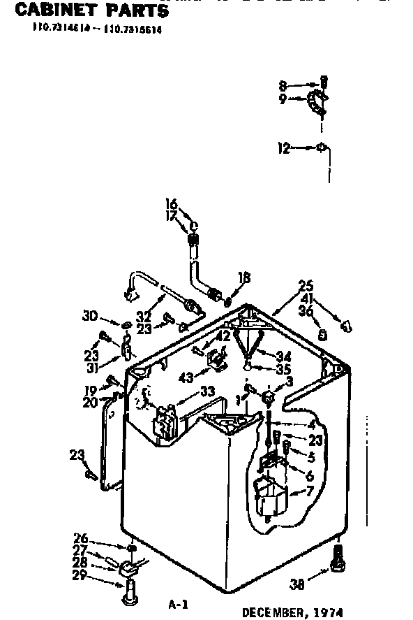 Kenmore 1107314614 cabinet parts diagram