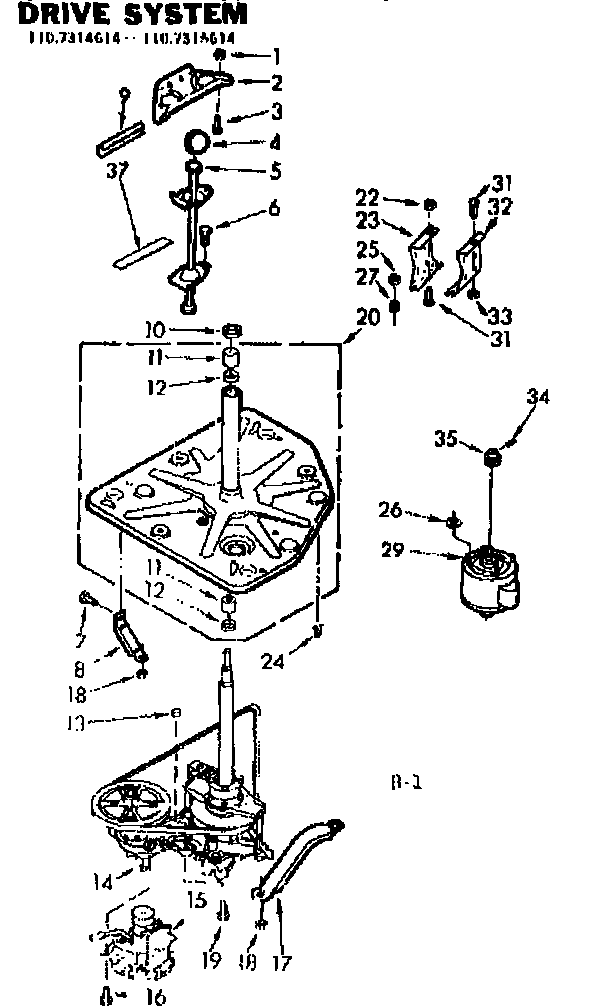 Kenmore 1107314614 drive system diagram