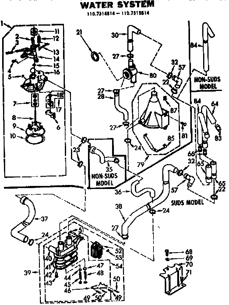 Kenmore 1107314614 water system diagram